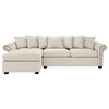 Modern Linen Fabric Scroll Arm L Shape Sectional Sofa, Beige