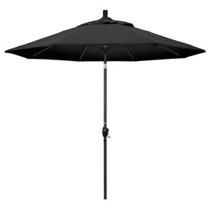 8 5 Sunbrella Boardwalk Patio Umbrella With Pom Poms Charcoal Contemporary Outdoor Umbrellas By California Umbrella