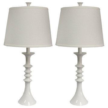 Marcato Table Lamps, Glossy White, Set of 2