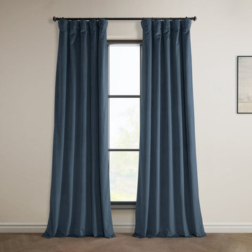 Heritage Plush Velvet Curtain Single Panel, London Blue, 50"x96"