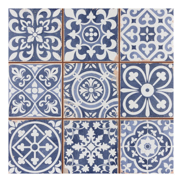 SomerTile Faenza Ceramic Floor and Wall Tile, Azul