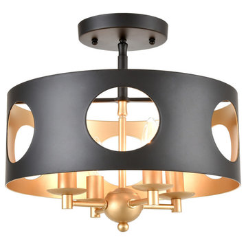Crystorama Odelle 4-Light Black and Gold Ceiling Mount