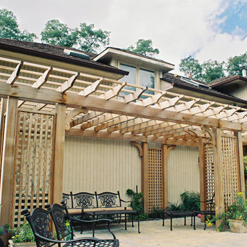 Natural wood pergola