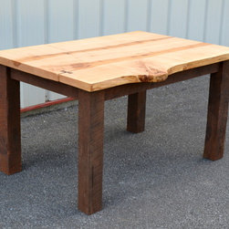 Live Edge Maple Table with Barn Wood Legs - Dining Tables
