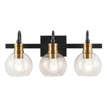 Marais Iron LED Vanity Light, Black/Gold , 3 Bulb