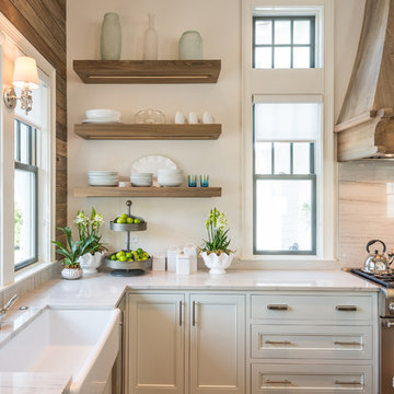 Kitchen with floating shelves
