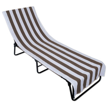 J&M Stone Stripe Lounge Chair Beach Towel With Top Fitted Pocket 26x82"