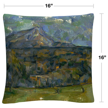 Paul Cezanne 'Mont Sainte-Victoire' 16"x16" Decorative Throw Pillow