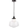 Living District LD6258BK 1 light Black and Clear seeded glass pendant