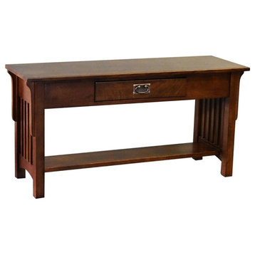 Crafters and Weavers Arts and Crafts 1 Drawer Wood Console Table in Walnut