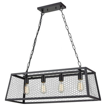 4-Light Metal Wire Shade Chandelier In Oil Rubbed Bronze Finish - Modern