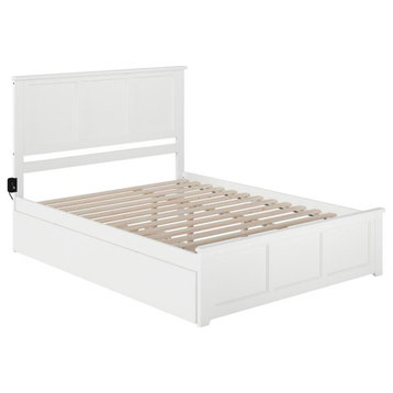 AFI Madison Solid Wood Queen Bed and Footboard with Twin XL Trundle in White