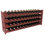 Wine Racks America - 48-Bottle Scalloped Wine Rack, Pine, Cherry + Satin - Stack four cases of wine in a decorative 48 bottle rack using pressure-fit joints for easy assembly. This rack requires no hardware, no tools, and is ready to use as soon as it arrives. Makes for a perfect gift and stores wine on any flat surface.