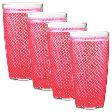 Fishnet 22Oz Pink Yarrow Doublewall Drinkware, Set Of 4