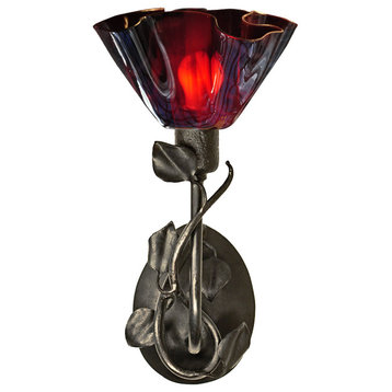 Jezebel Branch Sconce With Magnolia Leaves, Plum