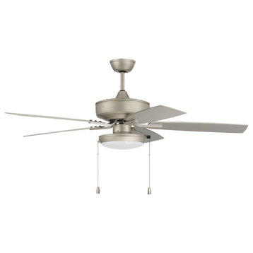 Craftmade 52" Outdoor Pro Plus Ceiling Fan With Light Kit, Painted Nickel