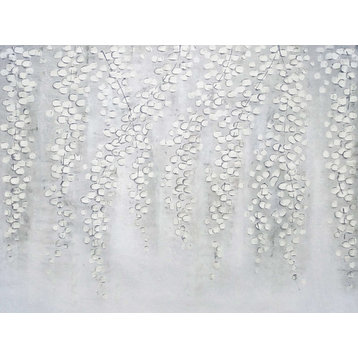 "White Leaves" Hand Painted Canvas Art