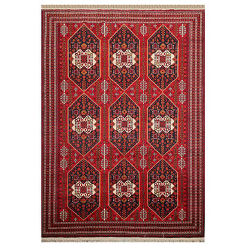 06'06''x09'06'' Red Black Hand Knotted Persian Wool Traditional Rug