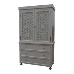 Mortise & Tenon Custom Furniture Store in Los Angeles - Heather Armoir with Custom Laser cut Door Panels - Armoires And Wardrobes