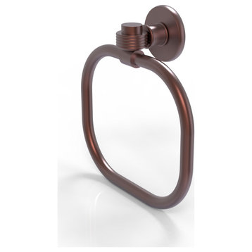 Continental Towel Ring With Groovy Accents, Antique Copper