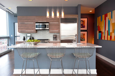 Inspiration for a contemporary kitchen remodel in Chicago with stainless steel appliances
