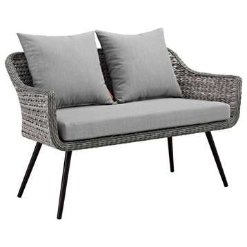 Modway Furniture Outdoor Patio Wicker Rattan Loveseat, Gray -EEI-3024-GRY-GRY