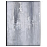 StyleCraft - Smeared Metal Abstract Hand Painted Framed Canvas Art 47"H35"W - The Smeared Metal Abstract Hand Painted Framed Canvas Art by StyleCraft uses a one-of-a-kind melding of grayscale tones to create a marvelously muted centerpiece. Made using layered acrylic with a silver foil accent, this artwork is hand made by a talented artist for a unique touch in your home. Proudly display this piece in living rooms, foyers, dining rooms or hallways for a contemporary touch.