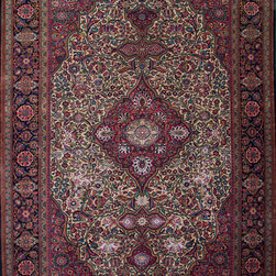 Antique Persian Kashan rug 4'6 X 6'9 - Area Rugs