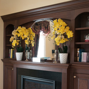 Mahogany mantel and bookcases