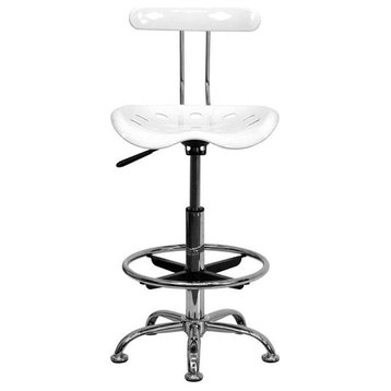 Scranton & Co Drafting Chair in White and Chrome