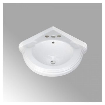 Wall Mount Corner Small Bathroom Sink White Gloss China Portsmouth with Bracket