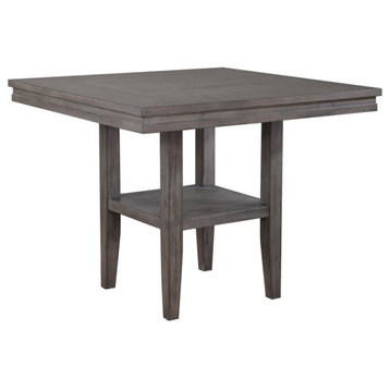 Sunset Trading Shades of Gray 45" Square Wood Pub Table & Storage Shelf in Gray