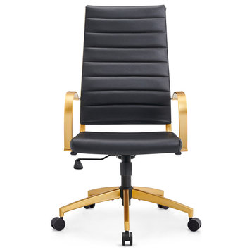 LUXMOD High Back Office Chair Adjustable Swivel Chair Ergonomic Desk Chair, Gold Black