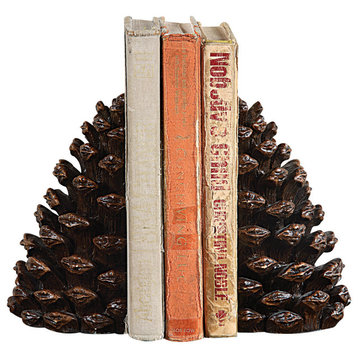 Pinecone Shaped Resin Bookends, 2-Piece Set