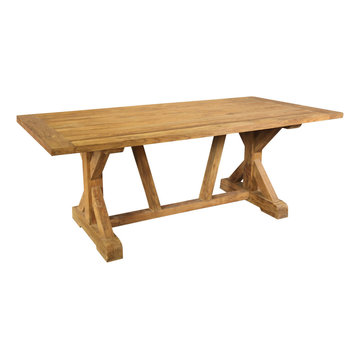 Fulton Stylish Recycled Teak Wood Trestle Base Large Dining Table