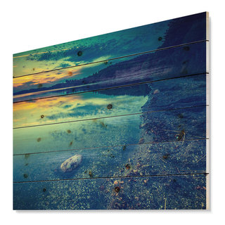 Designart - Rusty Row Boat on Sand at Sunset - Extra Large Seascape Art  Canvas