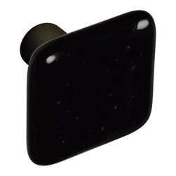 CKP - Art Glass Knob, Black, Oil-Rubbed Bronze Base - Cabinet And Drawer Knobs