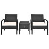 Costway 3PC Outdoor Patio Rattan Furniture Set Storage Table Cushioned Black