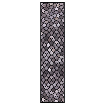3' X 10' Hand Stitched Cowhide Runner Rug - Q2803