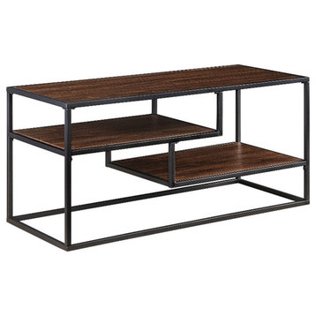 40" Contemporary Metal and Wood TV Stand - Dark Walnut