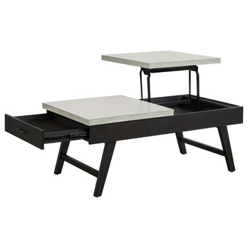 Jackson II Lift-Top Cocktail Table, Concrete Gray and Black