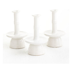 Ceramic Asian Candlesticks - Ivory - Candleholders