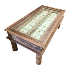 Mogul Interior - Consigned Antique Wood Coffee Table Hand Carving Rectangle Cocktail Tea Table - Coffee Tables