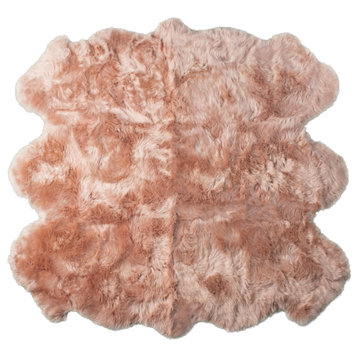New Zealand Sexto Sheepskin Rug 5'x6' Grey, Pink