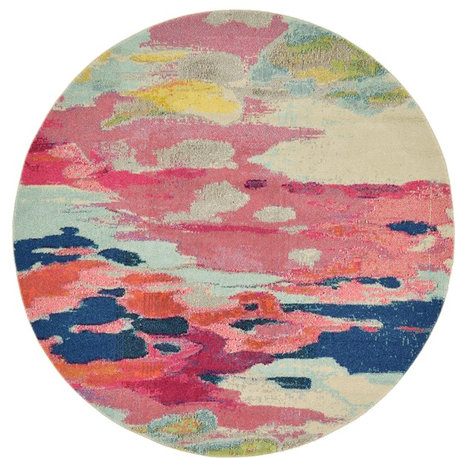 Unique Loom Pink Estrella Laurnell 6' 0 x 6' 0 Round Rug