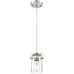 Nuvo Lighting - Nuvo Lighting 60/6736 Antebellum - 1 Light Mini Pendant - Antebellum; 1 Light; Mini Pendant Fixture; MahoganAntebellum 1 Light M Brushed Nickel Clear *UL Approved: YES Energy Star Qualified: n/a ADA Certified: n/a  *Number of Lights: Lamp: 1-*Wattage:60w A19 Medium Base bulb(s) *Bulb Included:No *Bulb Type:A19 Medium Base *Finish Type:Brushed Nickel