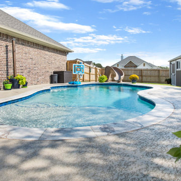 Pool with Basketball Goal and Slide