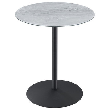 Circa End Table with Marble Textured Glass Top, Gray Marble