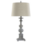 StyleCraft - Cromwell 31" Table Lamp-Beige/Blue-Beige, Heathered Oatmeal Tapered - A classic candlestick styled body is styled with an Beige, Blue/Beige finish in this table lamp. Perfect for dressing up any table top, nightstand, or side table, this versatile table lamp blends in with traditional decor. Update the living room or bedroom with this beautifully designed addition.