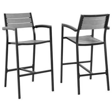 Maine Bar Stools Outdoor Patio, Set of 2, Brown/Gray